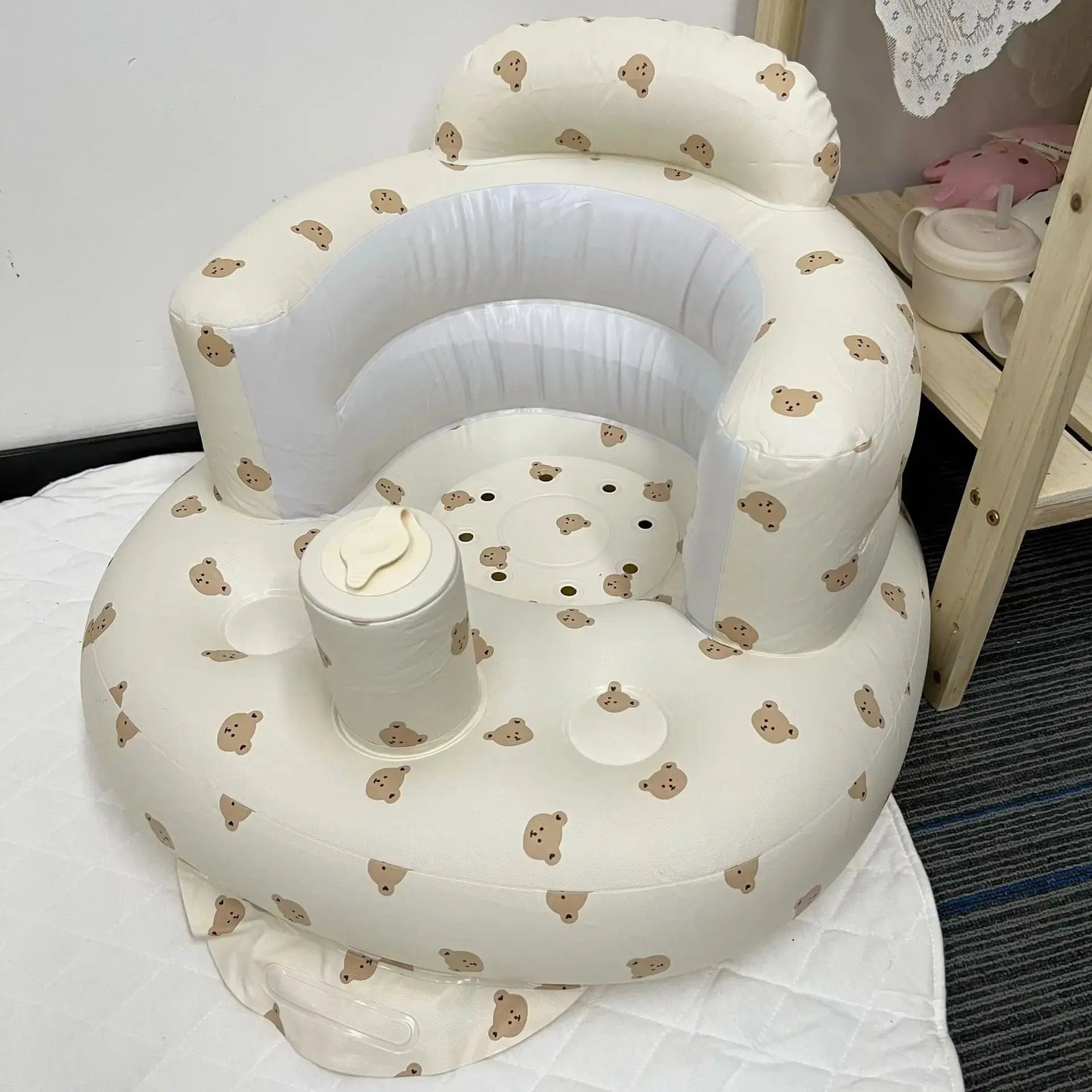 Baby shower basin, baby folding inflatable learning seat, multifunctional dining chair, bath bench, small sofa, shower basin Lonzaro Kids