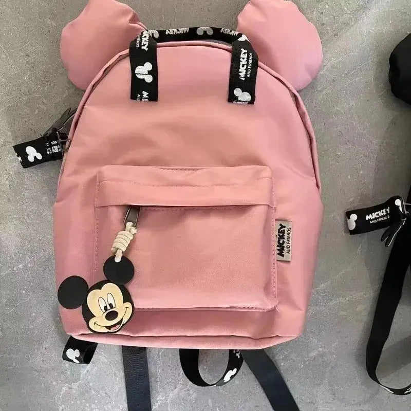 Disney Cartoon Mickey Mouse Cute Fashion Backpack Women's Minnie Canvas School Bag Fashion Large Capacity Backpack Girls Mochila Lonzaro Kids