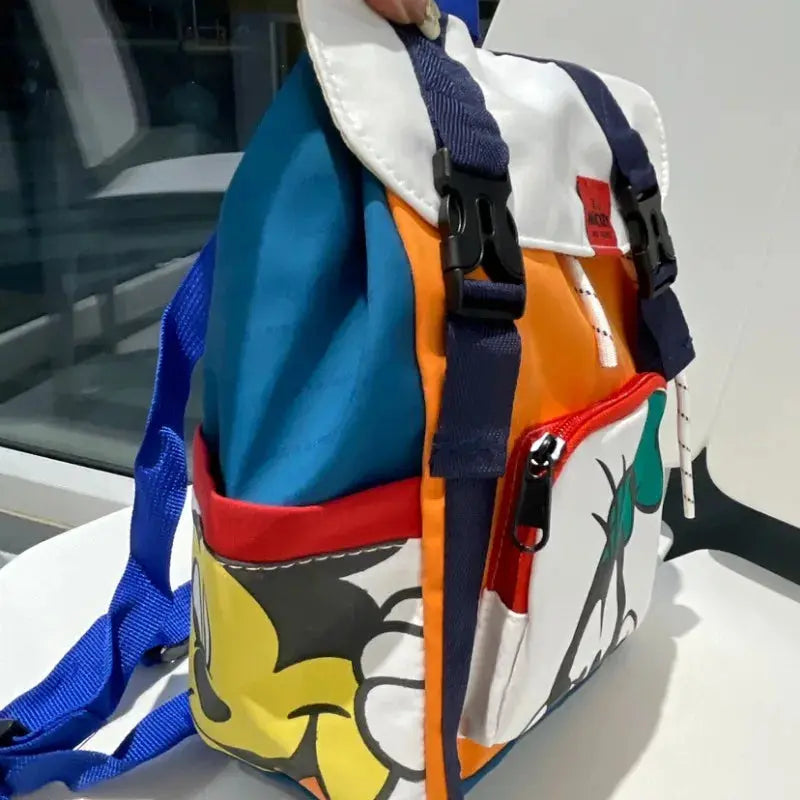 Disney Cartoon Mickey Mouse Cute Fashion Backpack Women's Minnie Canvas School Bag Fashion Large Capacity Backpack Girls Mochila Lonzaro Kids