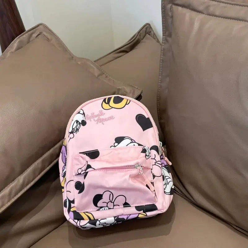 Disney Cartoon Mickey Mouse Cute Fashion Backpack Women's Minnie Canvas School Bag Fashion Large Capacity Backpack Girls Mochila Lonzaro Kids