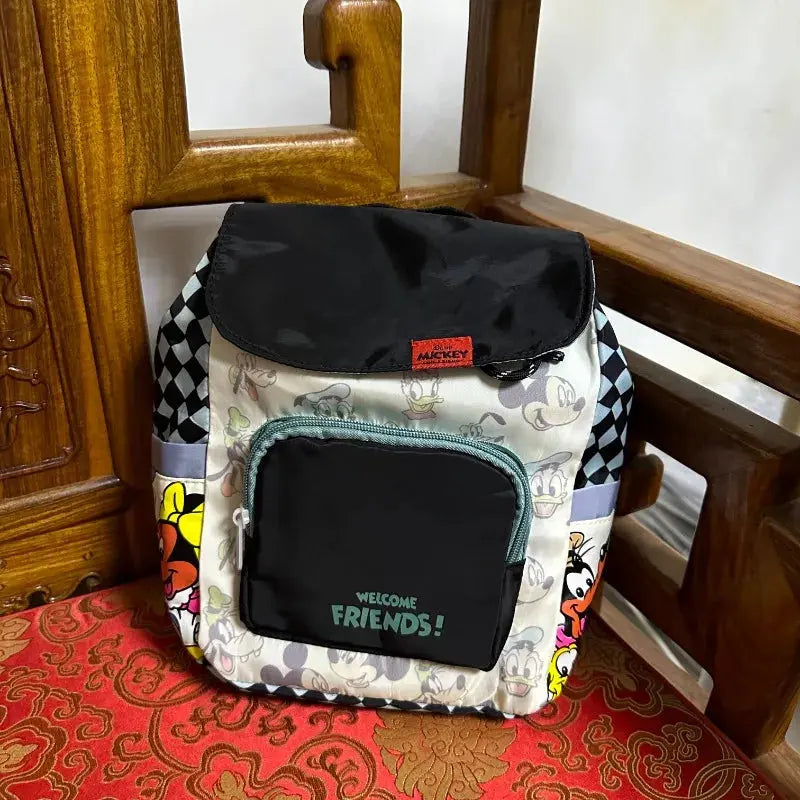Disney Cartoon Mickey Mouse Cute Fashion Backpack Women's Minnie Canvas School Bag Fashion Large Capacity Backpack Girls Mochila Lonzaro Kids