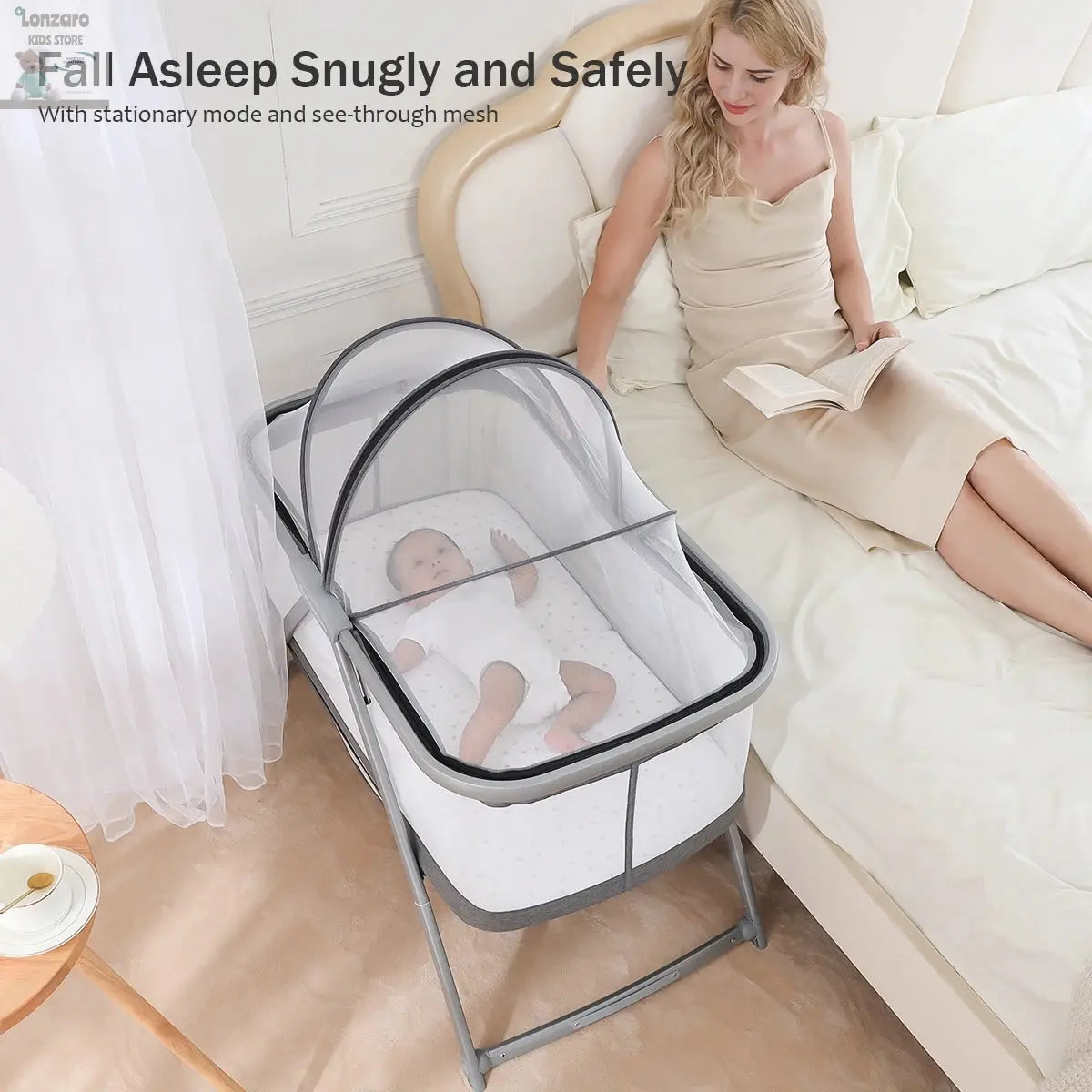 UBRAVOO All Mesh Baby Crib with Mattress 3-in-1 for Newborn , Travel Cot | Cradle | Crib on Wheels Convertible with Mosquito net Lonzaro Kids