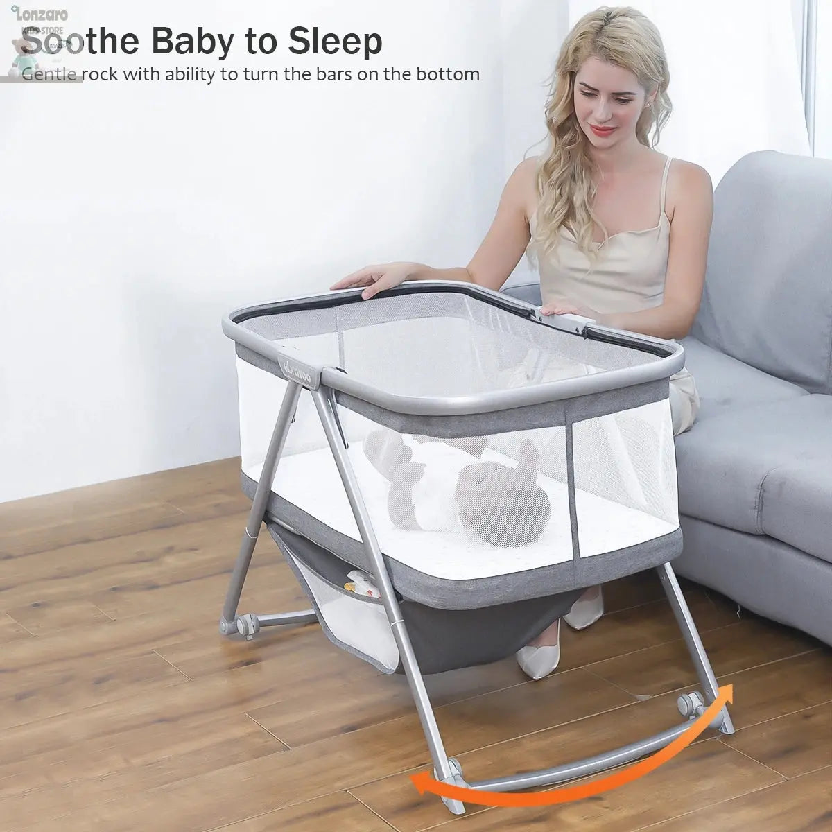 UBRAVOO All Mesh Baby Crib with Mattress 3-in-1 for Newborn , Travel Cot | Cradle | Crib on Wheels Convertible with Mosquito net Lonzaro Kids