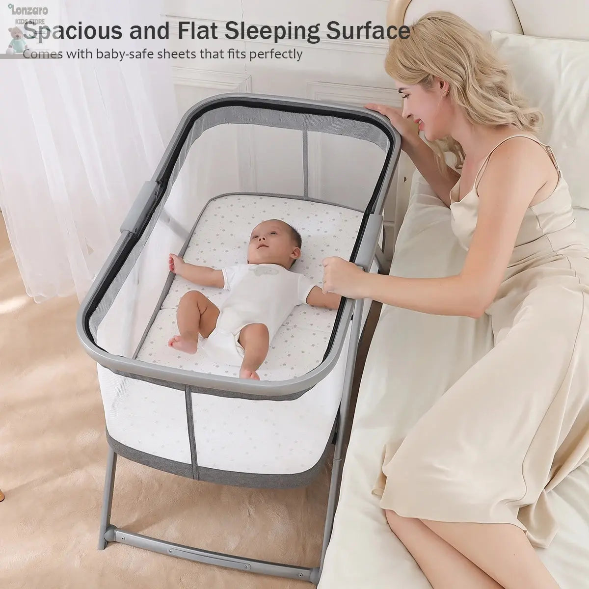 UBRAVOO All Mesh Baby Crib with Mattress 3-in-1 for Newborn , Travel Cot | Cradle | Crib on Wheels Convertible with Mosquito net Lonzaro Kids