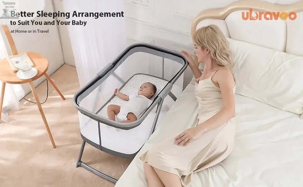 UBRAVOO All Mesh Baby Crib with Mattress 3-in-1 for Newborn , Travel Cot | Cradle | Crib on Wheels Convertible with Mosquito net Lonzaro Kids