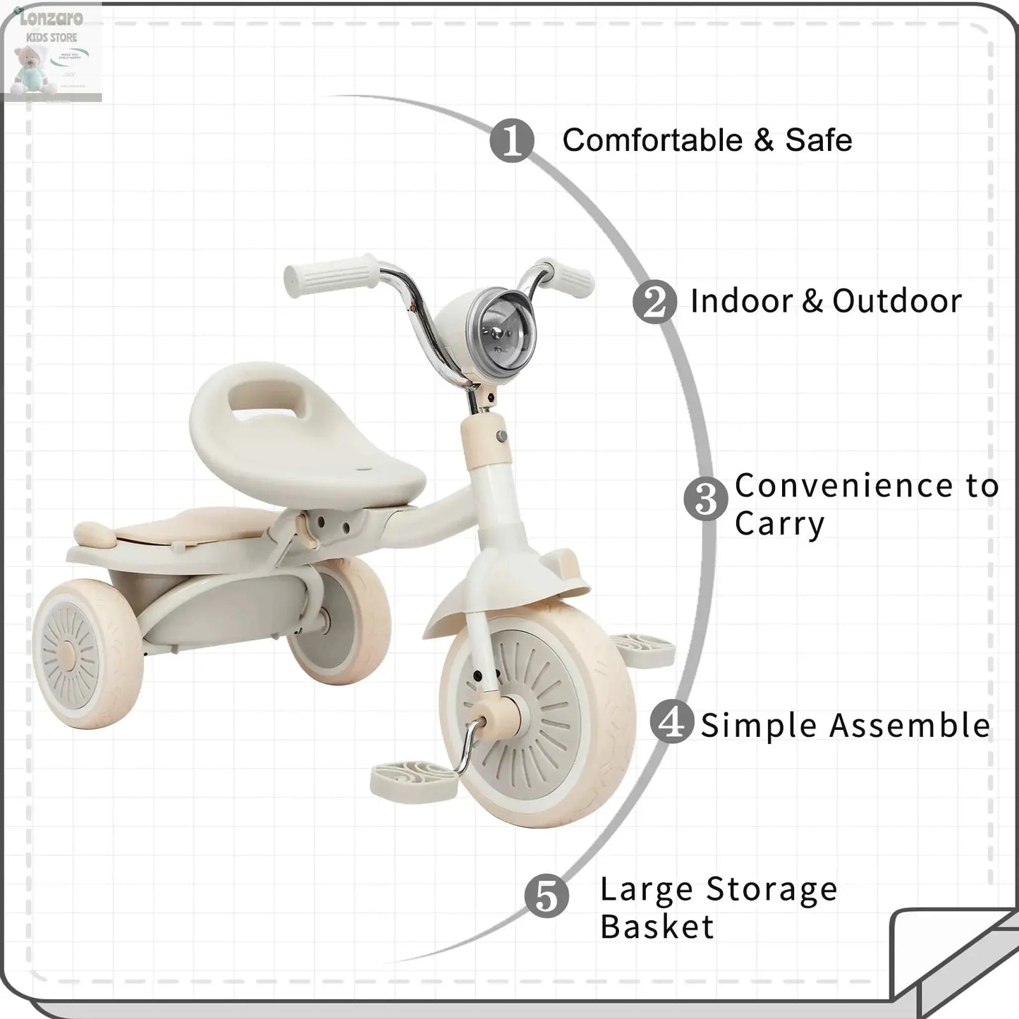 UBRAVOO Vouwbare Trike met Verlichting en Schokdemping Lonzaro Kids