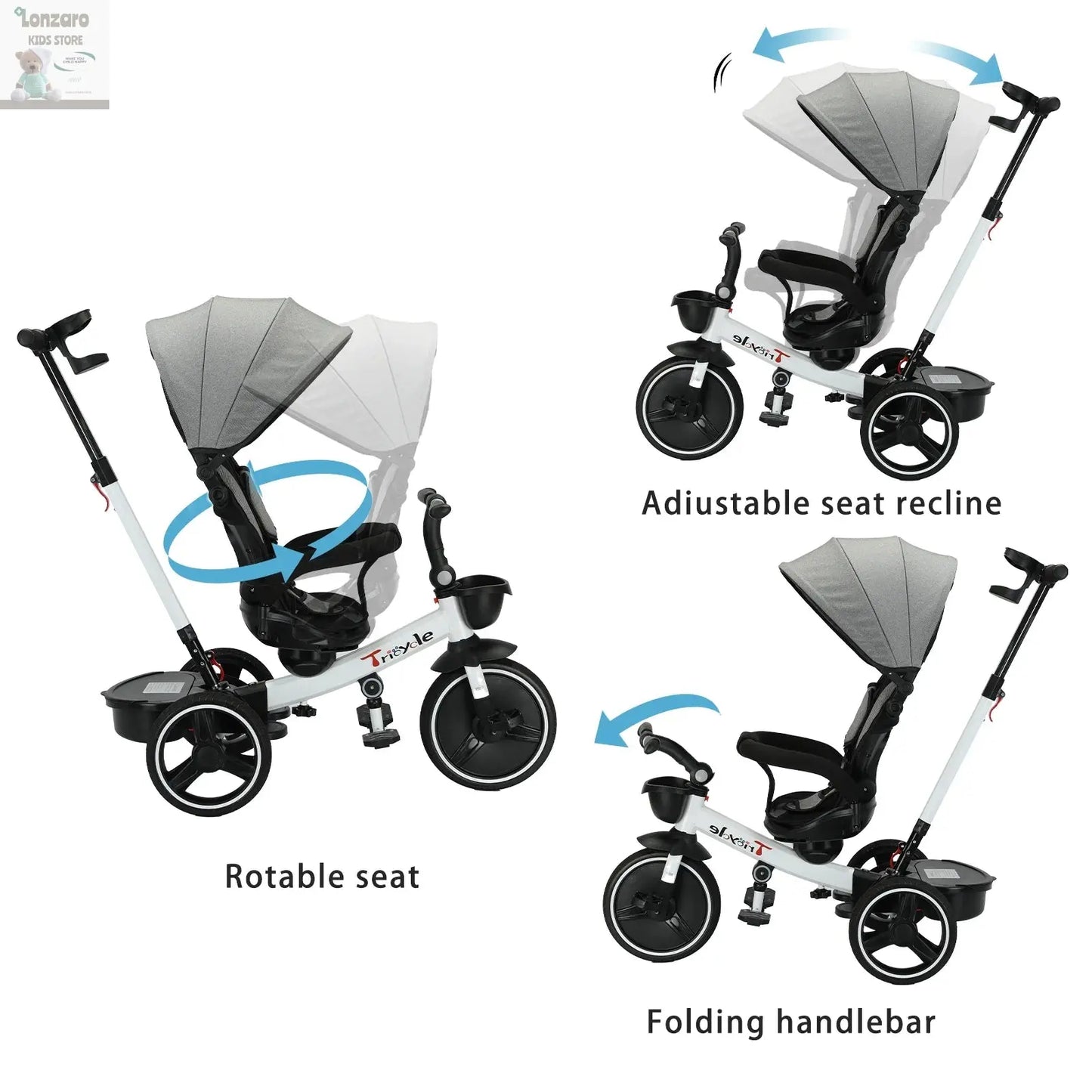 Ubravoo 6-in-1 Trike: Veilige Babyfiets & Wandelwagen - Lonzaro Kids