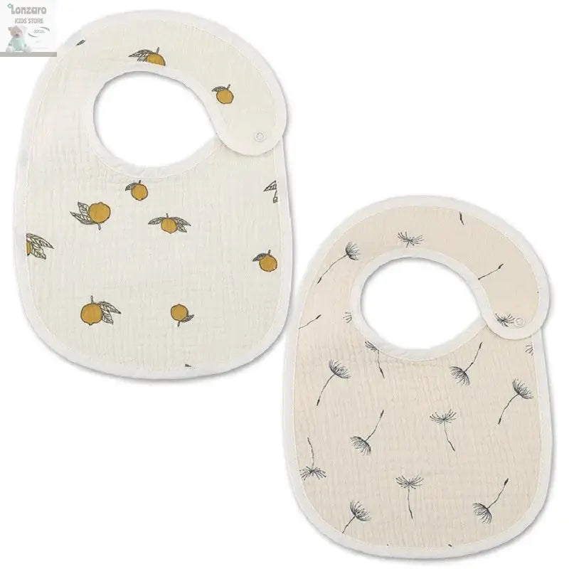 2pcs Cotton Gauze Baby Bibs U Shaped Newborn Infants Waterproof Printing Burp Cloths Saliva Towel for Baby Boys Girls Lonzaro Kids