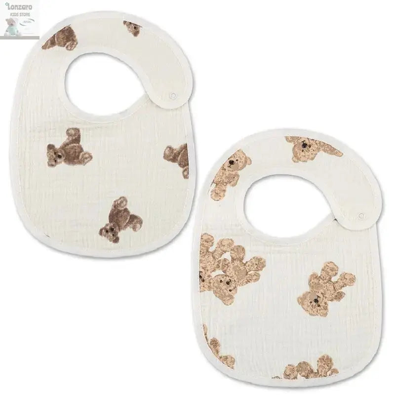 2pcs Cotton Gauze Baby Bibs U Shaped Newborn Infants Waterproof Printing Burp Cloths Saliva Towel for Baby Boys Girls Lonzaro Kids