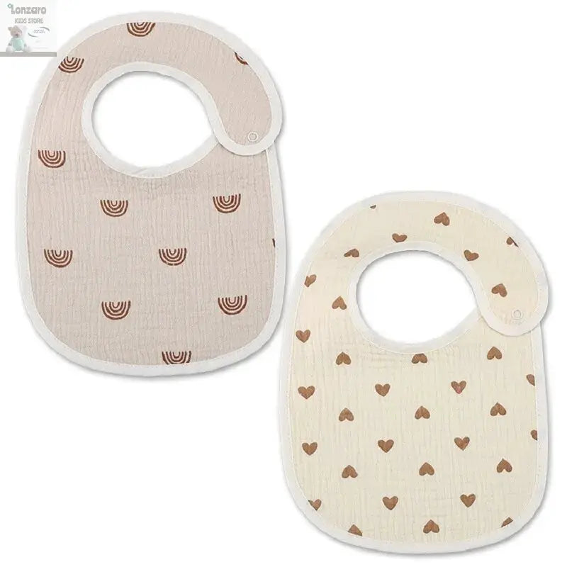 2pcs Cotton Gauze Baby Bibs U Shaped Newborn Infants Waterproof Printing Burp Cloths Saliva Towel for Baby Boys Girls Lonzaro Kids
