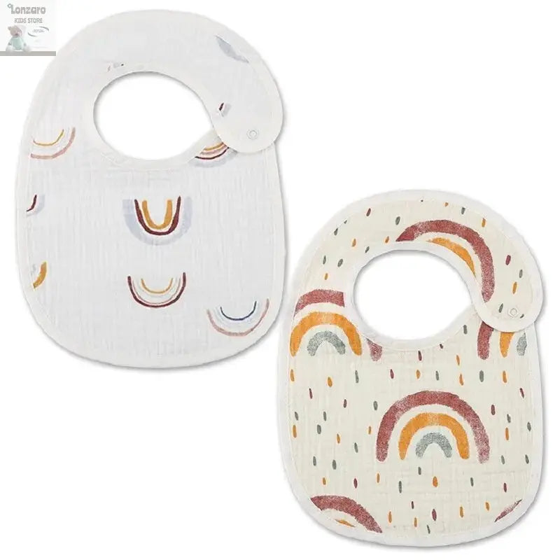 2pcs Cotton Gauze Baby Bibs U Shaped Newborn Infants Waterproof Printing Burp Cloths Saliva Towel for Baby Boys Girls Lonzaro Kids
