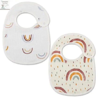 2pcs Cotton Gauze Baby Bibs U Shaped Newborn Infants Waterproof Printing Burp Cloths Saliva Towel for Baby Boys Girls Lonzaro Kids