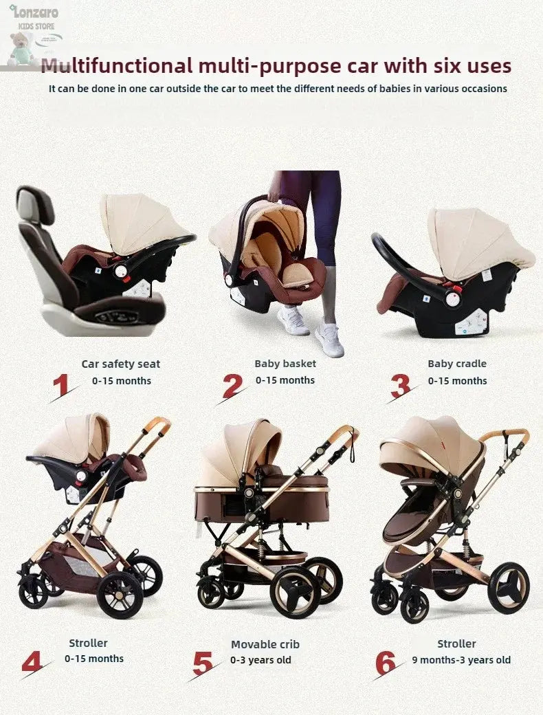 3-in-1 Kinderwagen met Hoge Rugleuning Lonzaro Kids