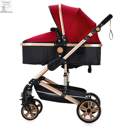 3 in 1 Stroller 3 in 1 Newborn Stroller Mom Shop Cart Baby Car Luxury High Landscape Fashion Lightweight Portable Travel Trolley Lonzaro Kids