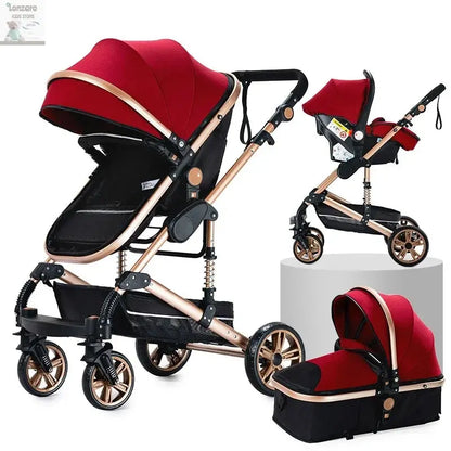 3 in 1 Stroller 3 in 1 Newborn Stroller Mom Shop Cart Baby Car Luxury High Landscape Fashion Lightweight Portable Travel Trolley Lonzaro Kids