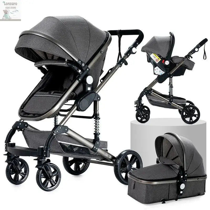 3 in 1 Stroller 3 in 1 Newborn Stroller Mom Shop Cart Baby Car Luxury High Landscape Fashion Lightweight Portable Travel Trolley Lonzaro Kids