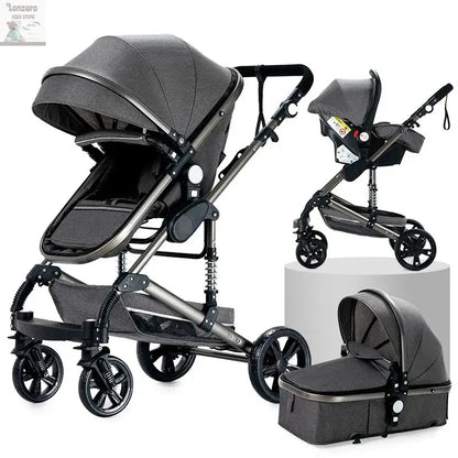 3 in 1 Stroller 3 in 1 Newborn Stroller Mom Shop Cart Baby Car Luxury High Landscape Fashion Lightweight Portable Travel Trolley Lonzaro Kids