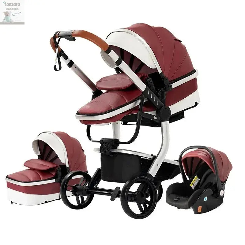 3 in 1 Stroller 3 in 1 Newborn Stroller Mom Shop Cart Baby Car Luxury High Landscape Fashion Lightweight Portable Travel Trolley Lonzaro Kids