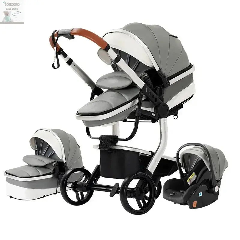 3 in 1 Stroller 3 in 1 Newborn Stroller Mom Shop Cart Baby Car Luxury High Landscape Fashion Lightweight Portable Travel Trolley Lonzaro Kids