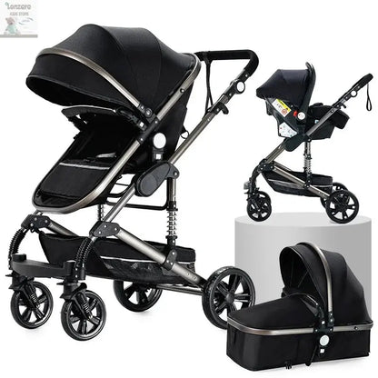 3 in 1 Stroller 3 in 1 Newborn Stroller Mom Shop Cart Baby Car Luxury High Landscape Fashion Lightweight Portable Travel Trolley Lonzaro Kids