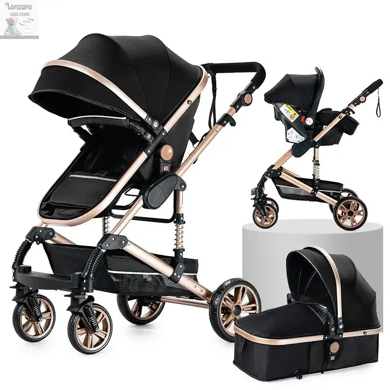 3 in 1 Stroller 3 in 1 Newborn Stroller Mom Shop Cart Baby Car Luxury High Landscape Fashion Lightweight Portable Travel Trolley Lonzaro Kids