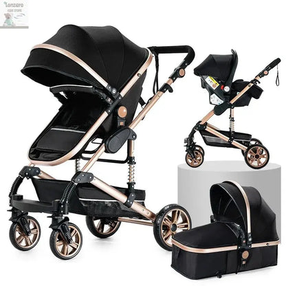3 in 1 Stroller 3 in 1 Newborn Stroller Mom Shop Cart Baby Car Luxury High Landscape Fashion Lightweight Portable Travel Trolley Lonzaro Kids