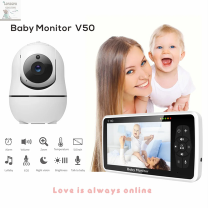 5 inch video Babyfoon met Camera en Audio - Lonzaro Kids