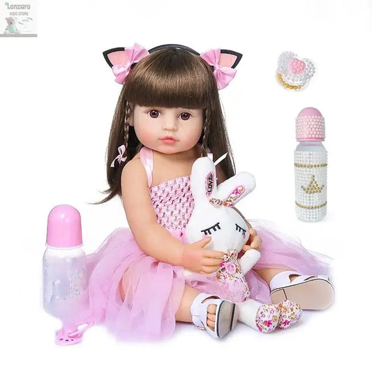 55cm NPK bebe doll reborn toddler girl pink princess baty toy very soft full body silicone girl doll Lonzaro Kids