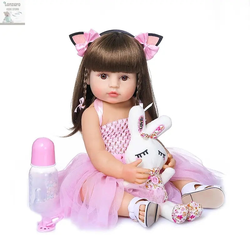 55cm NPK bebe doll reborn toddler girl pink princess baty toy very soft full body silicone girl doll Lonzaro Kids