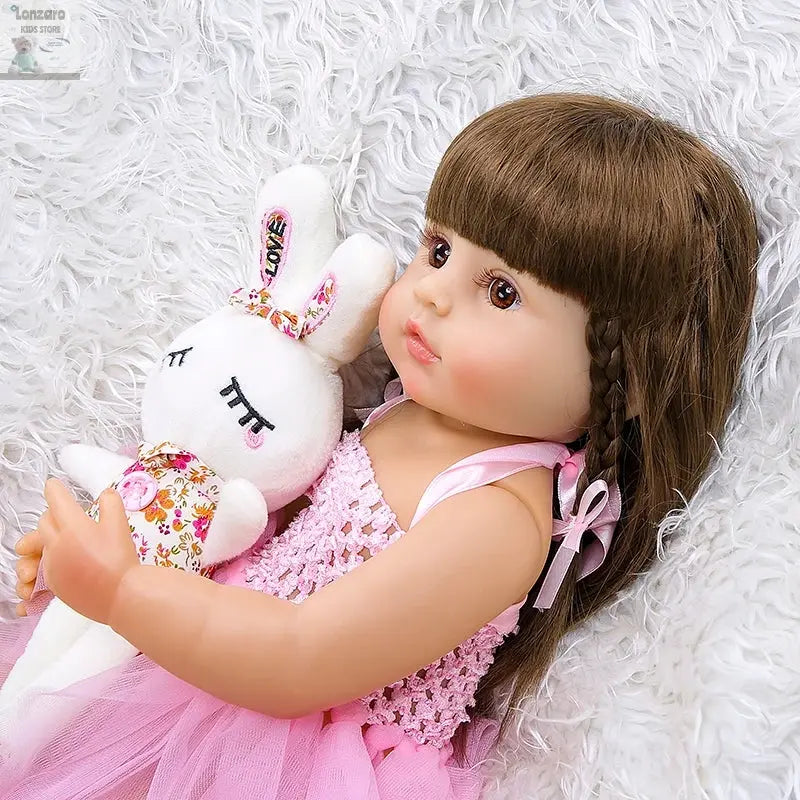55cm NPK bebe doll reborn toddler girl pink princess baty toy very soft full body silicone girl doll Lonzaro Kids