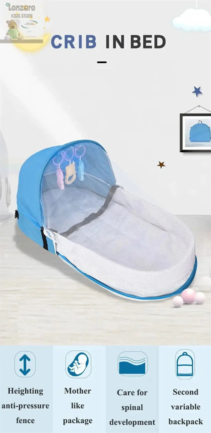 Draagbaar Baby Bed Veiligheid en Comfort - Lonzaro Kids