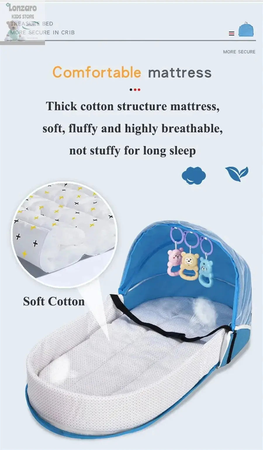 Draagbaar Baby Bed Veiligheid en Comfort - Lonzaro Kids