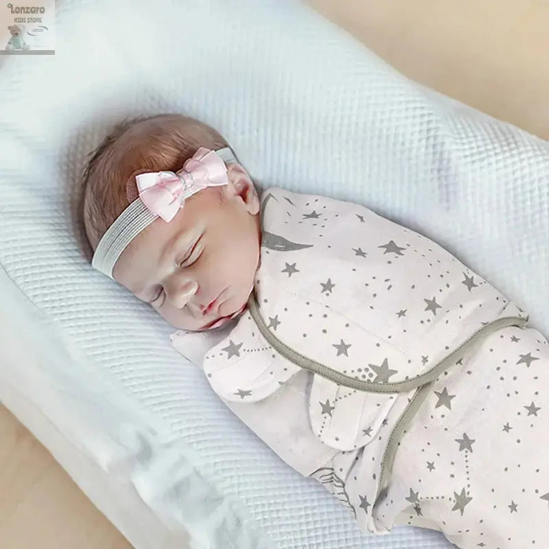 Baby Blanket Hat Set Cartoon Printed Cotton Newborn Swaddle Adjustable Infant Sleeping Swaddle Wraps All Seasons 0-6 Months Lonzaro Kids