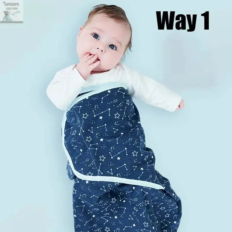 Baby Blanket Hat Set Cartoon Printed Cotton Newborn Swaddle Adjustable Infant Sleeping Swaddle Wraps All Seasons 0-6 Months Lonzaro Kids