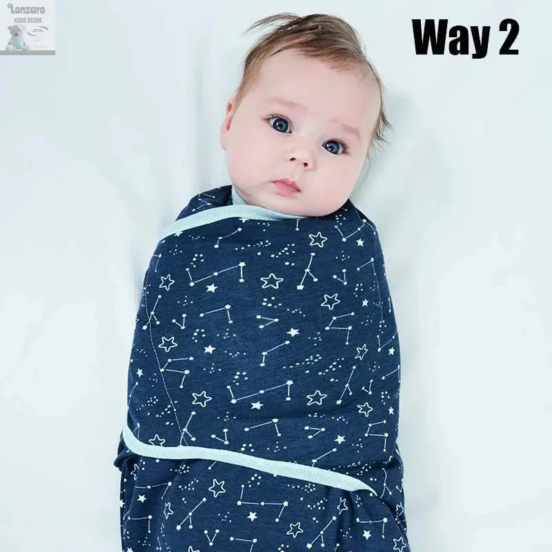 Baby Blanket Hat Set Cartoon Printed Cotton Newborn Swaddle Adjustable Infant Sleeping Swaddle Wraps All Seasons 0-6 Months Lonzaro Kids