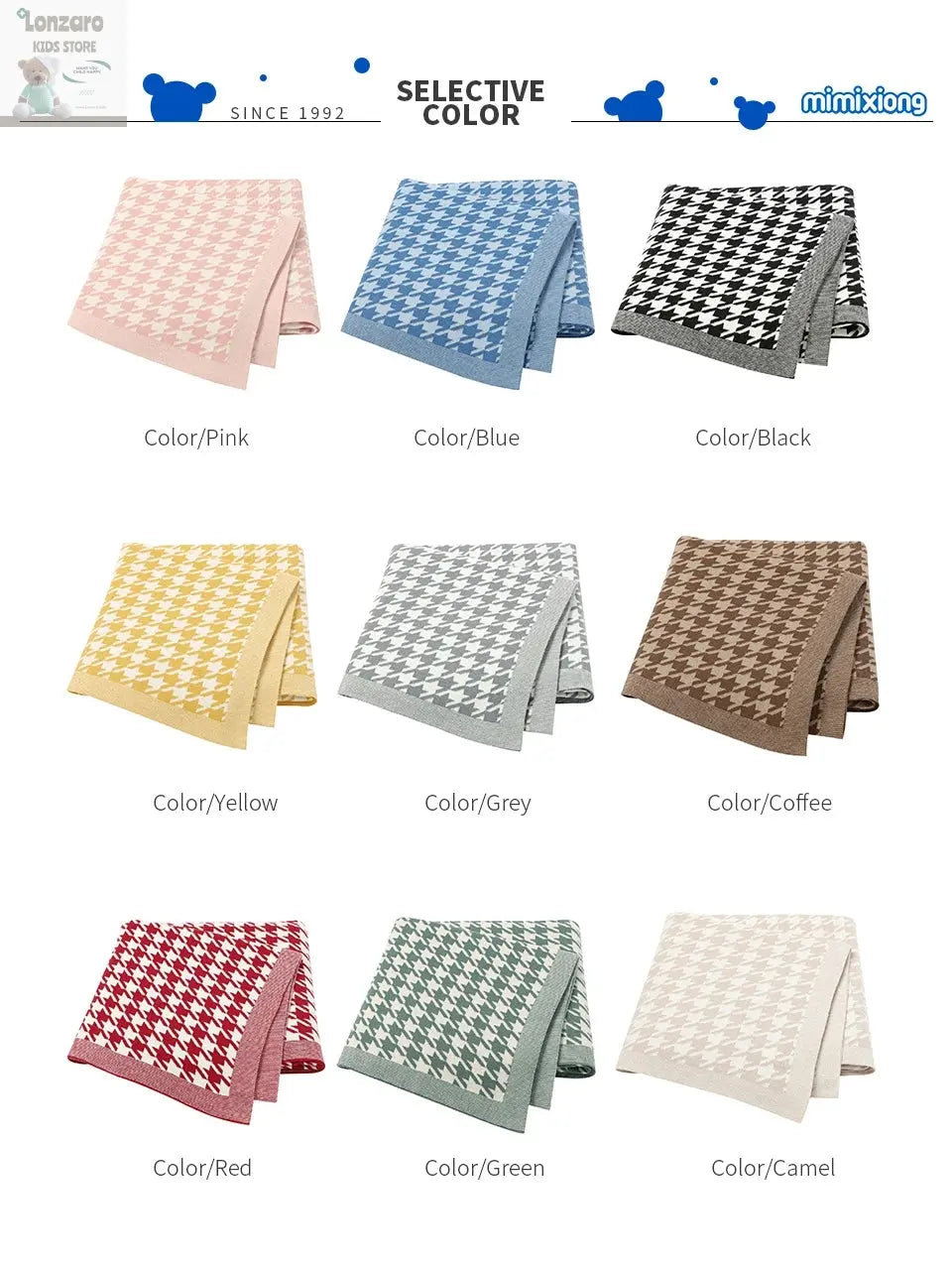Baby Blankets Newborn Cotton Swaddle Wrap Plaid for Infant Kids Boys Girls Ultra-Soft Reversible Knitted Toddler Receiving Mats Lonzaro Kids