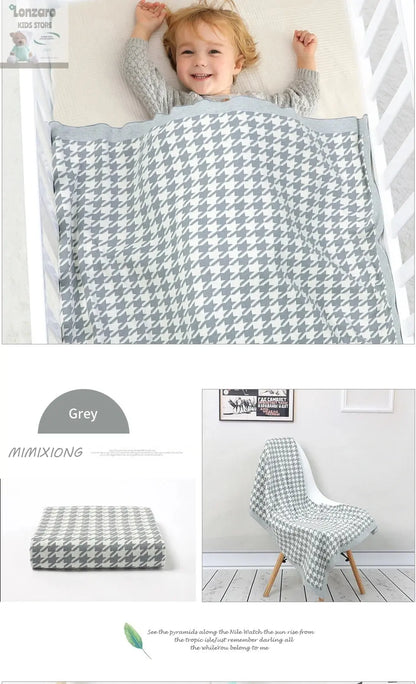 Baby Blankets Newborn Cotton Swaddle Wrap Plaid for Infant Kids Boys Girls Ultra-Soft Reversible Knitted Toddler Receiving Mats Lonzaro Kids