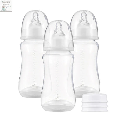 Baby Bottles Breastfeeding Bottles for Baby Milk Storage Bottles Baby Feeding Bottles with Silicone Nipple & Storage of 3PCS Lonzaro Kids