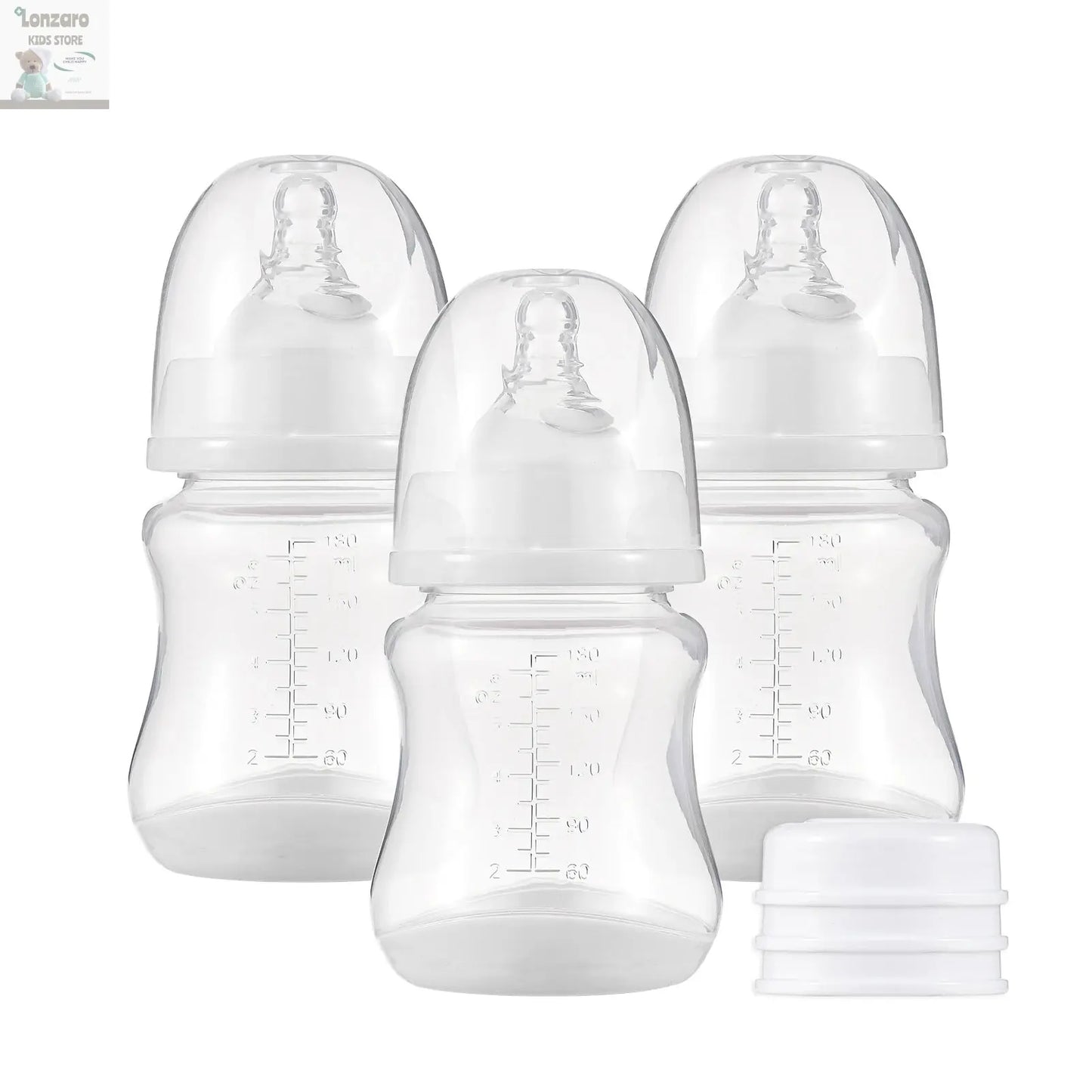 Baby Bottles Breastfeeding Bottles for Baby Milk Storage Bottles Baby Feeding Bottles with Silicone Nipple & Storage of 3PCS Lonzaro Kids