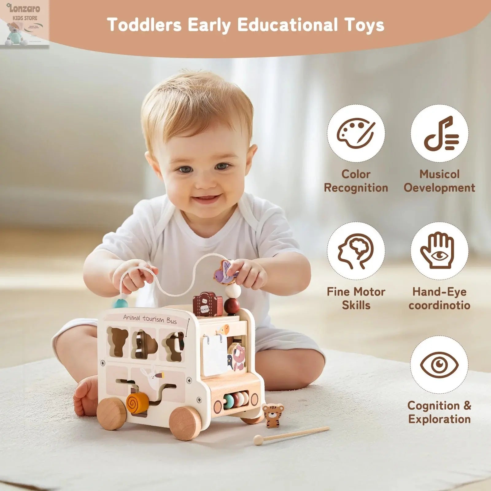 Baby Houten Montessori Auto 0-12 M Lonzaro Kids