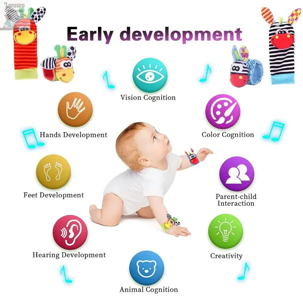 Baby Infant Wrist Rattle Socks Toys 0-12 Month Girl Boy Learning Toy Early Educational Development Cute Toddlers Sensory Gifts Lonzaro Kids