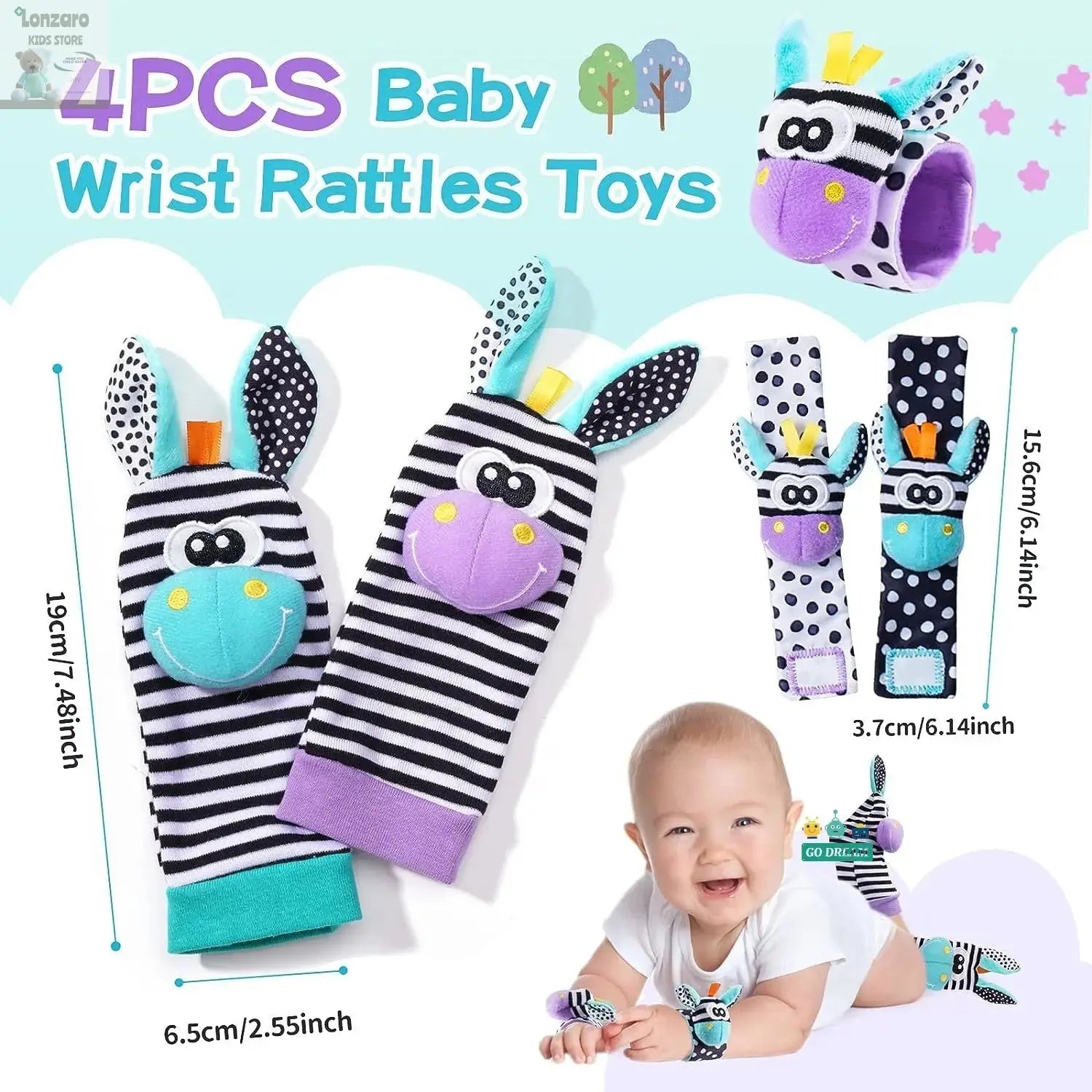 Baby Infant Wrist Rattle Socks Toys 0-12 Month Girl Boy Learning Toy Early Educational Development Cute Toddlers Sensory Gifts Lonzaro Kids
