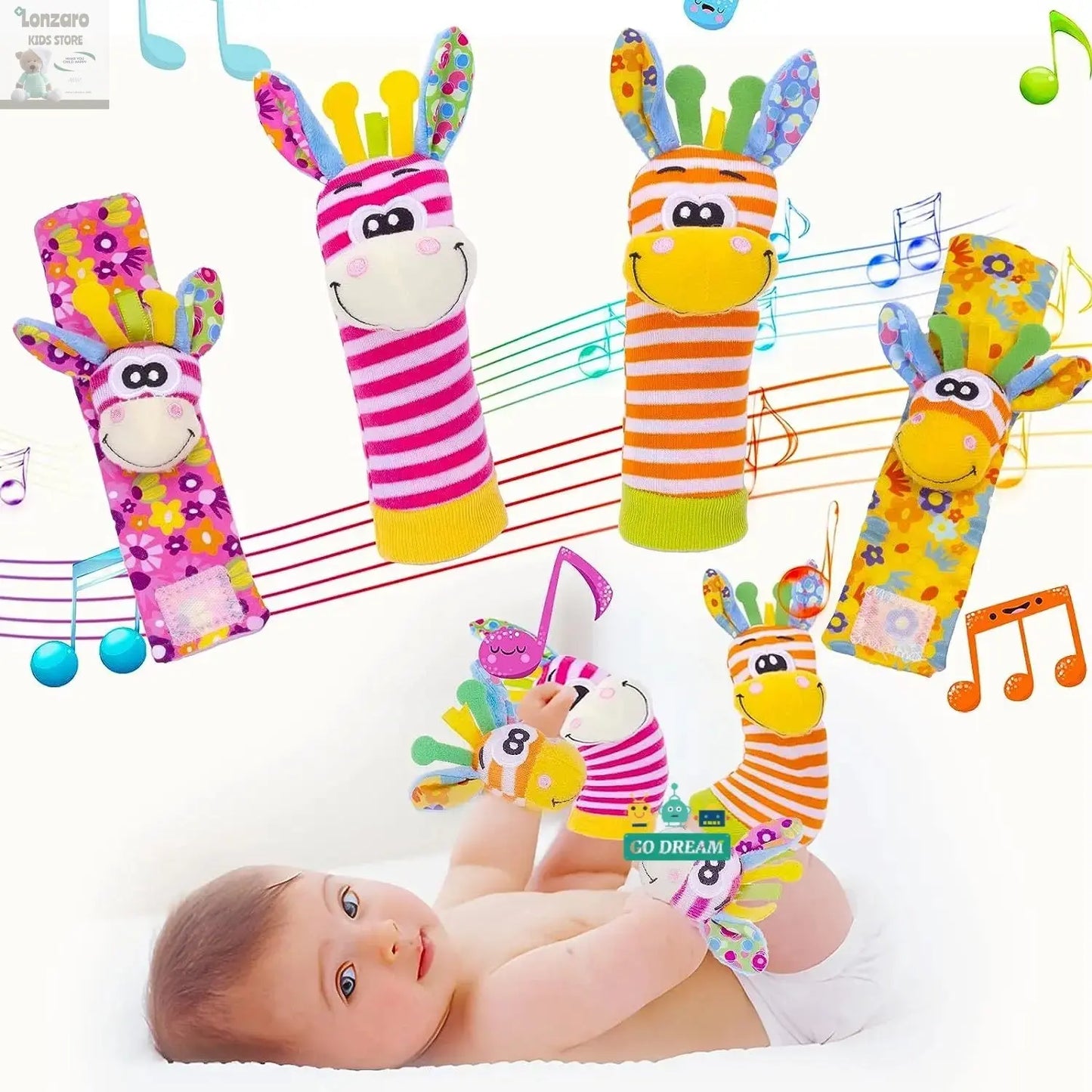 Baby Infant Wrist Rattle Socks Toys 0-12 Month Girl Boy Learning Toy Early Educational Development Cute Toddlers Sensory Gifts Lonzaro Kids