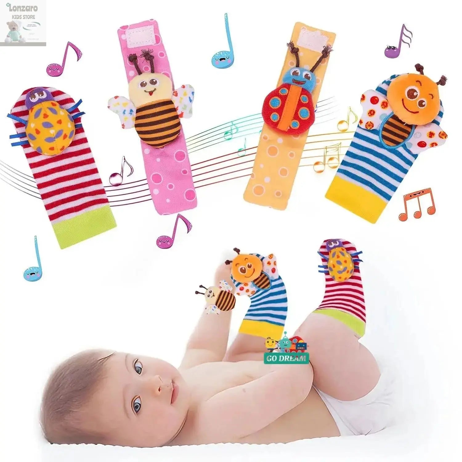 Baby Infant Wrist Rattle Socks Toys 0-12 Month Girl Boy Learning Toy Early Educational Development Cute Toddlers Sensory Gifts Lonzaro Kids