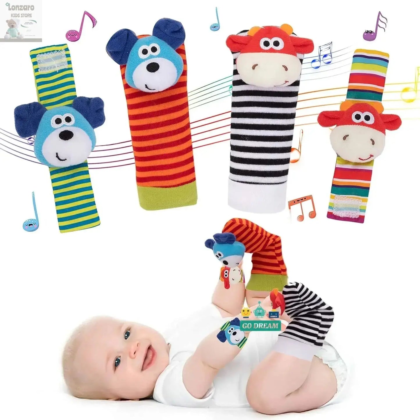 Baby Infant Wrist Rattle Socks Toys 0-12 Month Girl Boy Learning Toy Early Educational Development Cute Toddlers Sensory Gifts Lonzaro Kids