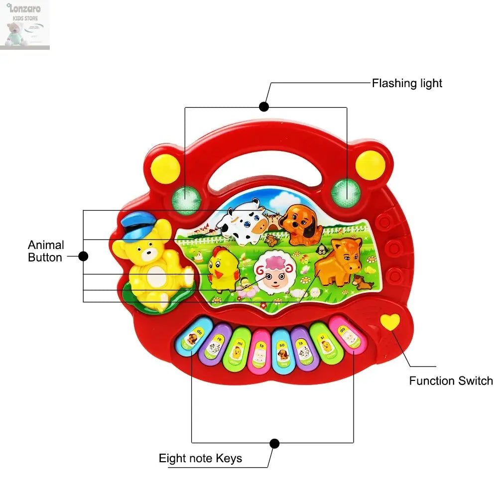 Baby Musical Toy with Animal Sound Kids Piano Keyboard Electric Flashing Music Instrument Early Educational Toys for Children Lonzaro Kids