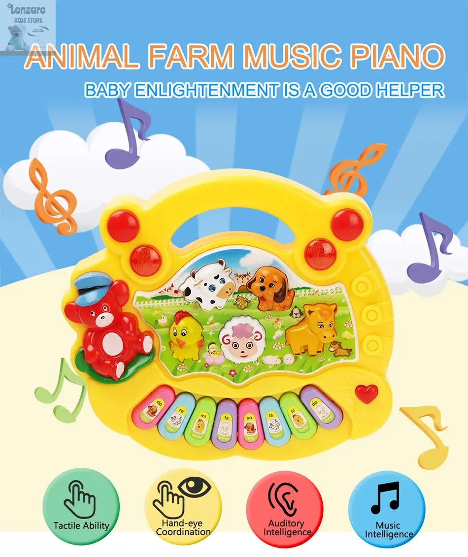 Baby Musical Toy with Animal Sound Kids Piano Keyboard Electric Flashing Music Instrument Early Educational Toys for Children Lonzaro Kids
