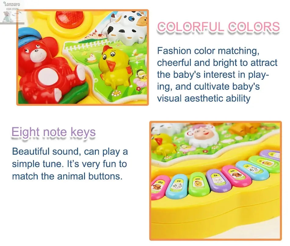 Baby Musical Toy with Animal Sound Kids Piano Keyboard Electric Flashing Music Instrument Early Educational Toys for Children Lonzaro Kids