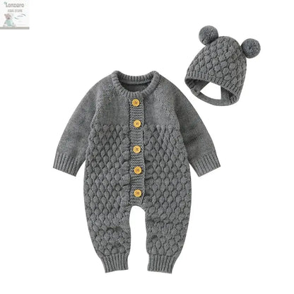 Baby rompers Set - Gebreide Jumpsuit met Muts - Lonzaro Kids