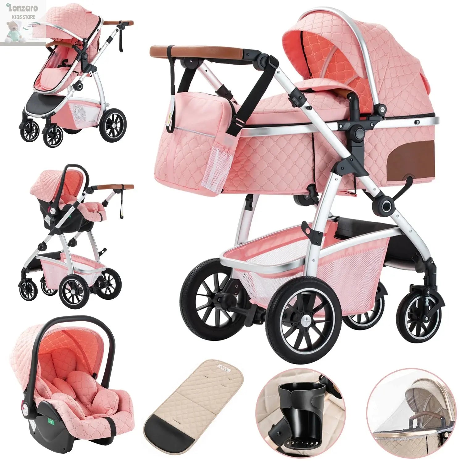 Kinderwagen 3 in 1  Multifunctioneel - Lonzaro Kids
